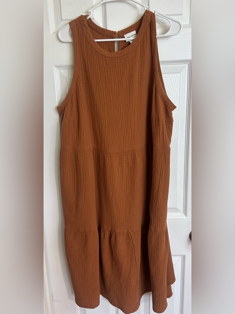 Ava & Viv Burnt Orange Textured Mini Dress 1X